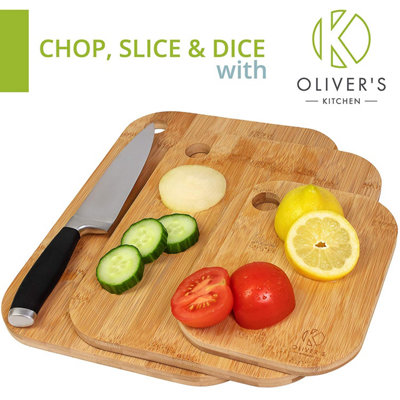 Oliver's Kitchen - Wooden Bamboo Chopping Board Set