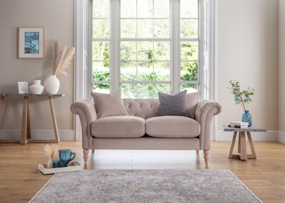 Olivia 2 Seater 'Ice' Pale Grey Velvet Sofa