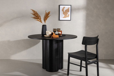 Olivia Black Round Dining Table - 110cm