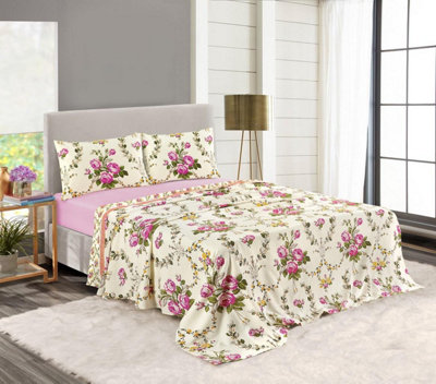 Olivia Brushed Cotton Flannelette Floral Sheet Set