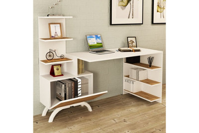 Olivia Computer Desk 155 cm - White & Oak