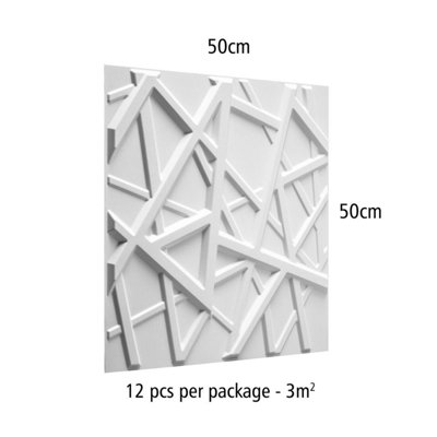 Olivia Design 3D Wall Panels - 12 Off-White Panels (50x50cm) - Peel and ...
