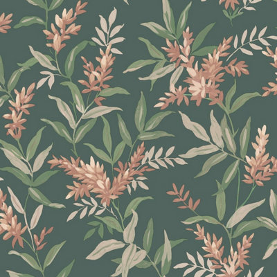 Olivia Floral Wallpaper Pink / Sage Green Belgravia 5906