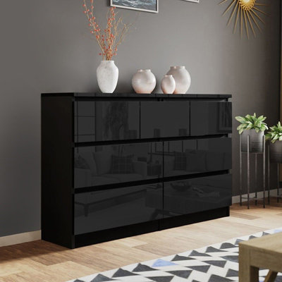 High gloss chest of deals drawers black