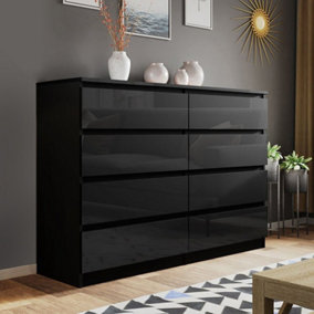 Olivia Gloss Black 8 Drawer Freestanding Double Chest