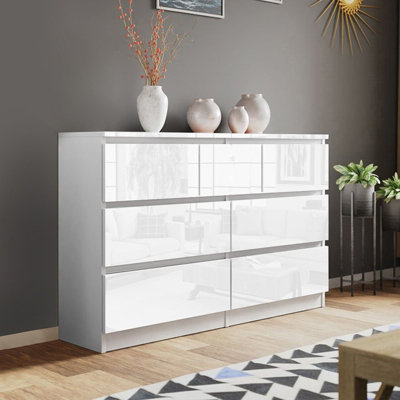 Olivia Gloss White 7 Drawer Freestanding Double Chest