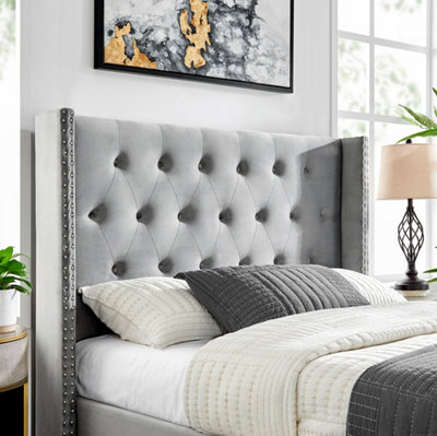 Grey headboard with silver studs discount