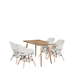 Olivia Halo Dining Set - an Oak Dining Table & Set of 4 Cream Fabric Chairs