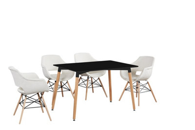 Olivia Halo Dining Set Includes a Black Dining Table & Cream Chairs Set