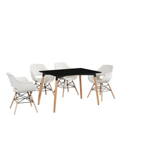 Olivia Halo Dining Set Includes a Black Dining Table & Cream Chairs Set of 4