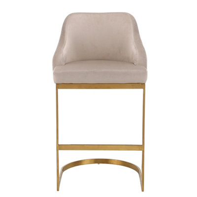Olivia Mae Barstool Mink Velvet Upholstery Gold Frame DIY at B&Q
