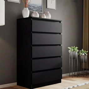 Olivia Matt Black 5 Drawer Freestanding Tower Chest