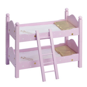 Olivia's Little World 18" Doll Wooden Convertible Bunk Bed, Pink