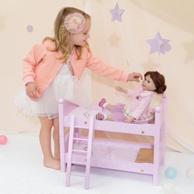 Olivia's Little World 18" Doll Wooden Convertible Bunk Bed, Pink