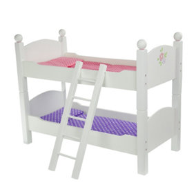 Olivia's Little World 18" Doll Wooden Convertible Bunk Bed, White