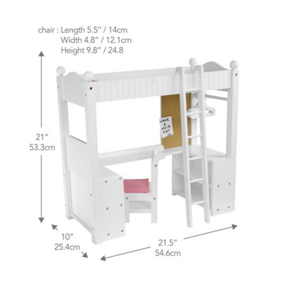 Olivia's Little World 18" Doll Wooden Loft-Style Bunk Bed, White