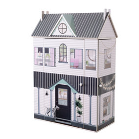 Olivia's Little World 3-Story Farmhouse Wooden Doll House for 12" Dolls