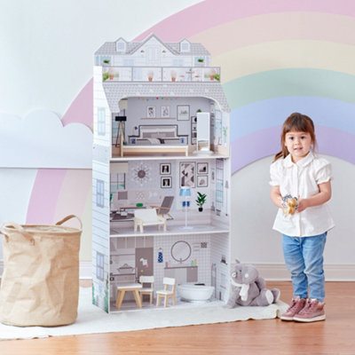 Olivia's Little World Deluxe 3-Story Wooden Doll House for 12" Dolls