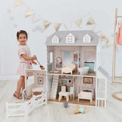 Olivia s Little World Farmhouse 2 Story Wooden Doll House for 12 Dolls