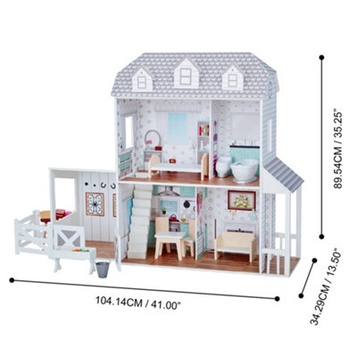Olivia's Little World Farmhouse 2-Story Wooden Doll House for 12" Dolls