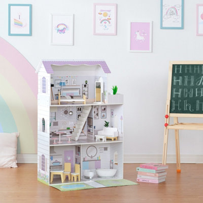 Olivia's Little World Lavender Grand Wooden Doll House  for 12" Dolls