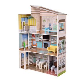 Olivia's Little World Mediterranean 3-Story Wooden Dollhouse for 12" Dolls