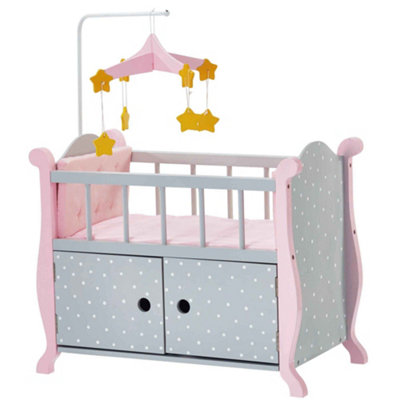 dolls wooden cot with door