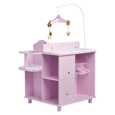 Olivia s Little World Wooden Doll Changing Station Lilac White