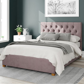 Olivier Fabric Ottoman Bed, Plush Velvet Fabric, Blush, Single