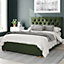 Olivier Fabric Ottoman Bed, Plush Velvet Fabric, Forest Green, Single