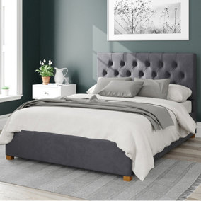 Olivier Fabric Ottoman Bed, Plush Velvet Fabric, Steel, Double