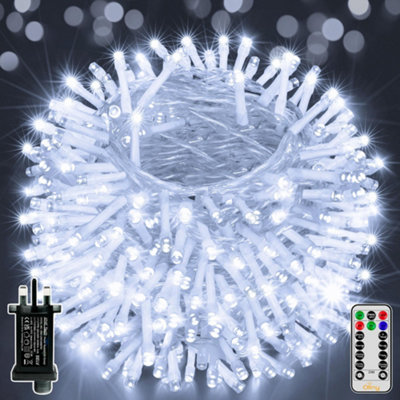 Ollny Bright Fairy Lights 60m 600 LED Cool White Mains Powered String ...