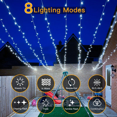 Ollny Bright Fairy Lights 60m 600 LED Cool White Mains Powered String ...