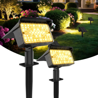 Ollny Solar Spot Lights 2 Pack Warm White 3000K Dimmable With 120 ...