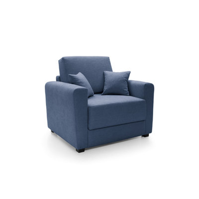 Olly Linen Single Sofa Bed in Dark Blue