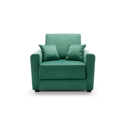 Olly Velvet Single Sofa Bed in Forest Green