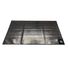 OLPRO Awning Tunnel Mat 1500 mm x 80mm Black Rubber Checker with Blue Edge Trim