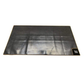 OLPRO Awning Tunnel Mat 1500mm x 800mm Black Rubber checker board with Orange Edge Trim