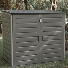 Olsen & Smith 1170L MASSIVE Capacity Outdoor Garden Storage Box With Padlock Plastic Shed Wheelie Bin Box Cabinet