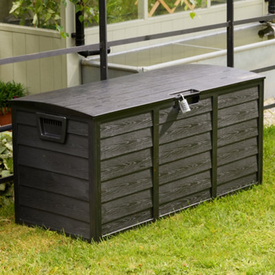 Olsen & Smith 290L Capacity Outdoor Garden Plastic Storage Cushion Box Furniture - Lockable with Padlock Lock, Weather Resistant,