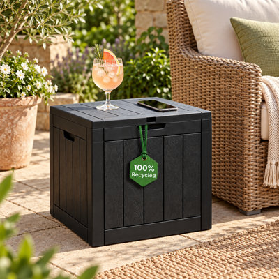 Olsen & Smith 52L Sit-On Garden Storage Box & Side Table - Small ...