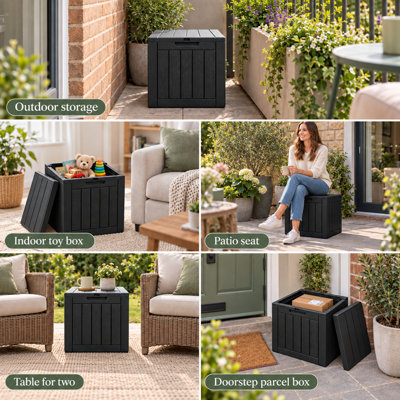 Olsen & Smith 52L Sit-On Garden Storage Box & Side Table - Small ...