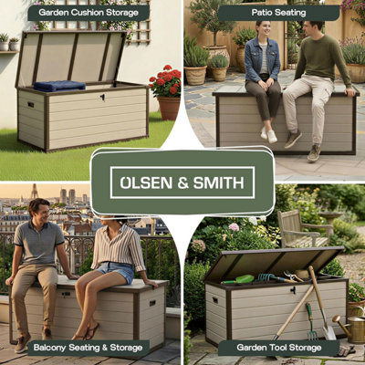 Olsen & Smith 570L Large Garden Storage Box - Weather Resistant Heavy ...