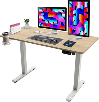 Olsen & Smith 60 x 120 x 72-120 cm Height Adjustable Single Board Electric Desk for Standing & Sitting Home & Office Work Desk 80k