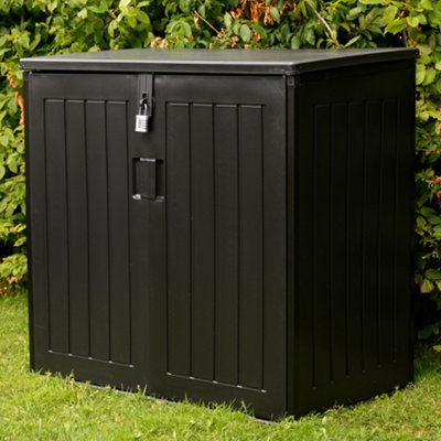 Olsen & Smith 775L MASSIVE Capacity Outdoor Garden Storage Box With Padlock Plastic Shed Wheelie Bin Box Cabinet