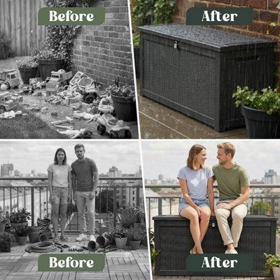 Olsen & Smith 980L Large Outdoor Garden Storage Box - Weather Resistant ...