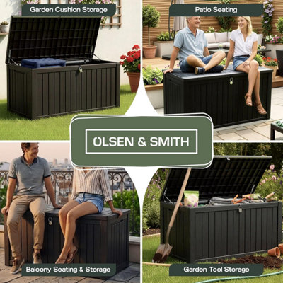 Olsen & Smith Outdoor Storage Box - 680L Weatherproof Large Garden ...