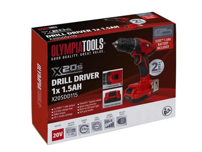Olympia Power Tools - X20S™ Drill Driver 20V 1 x 1.5Ah Li-ion