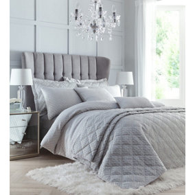Olympia Silver King Duvet Cover and Pillowcases
