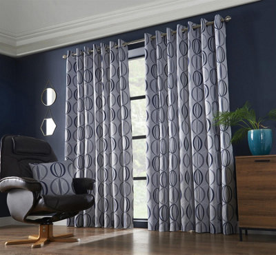 Omaha 46" x   90" Blue (Ring Top Curtains)